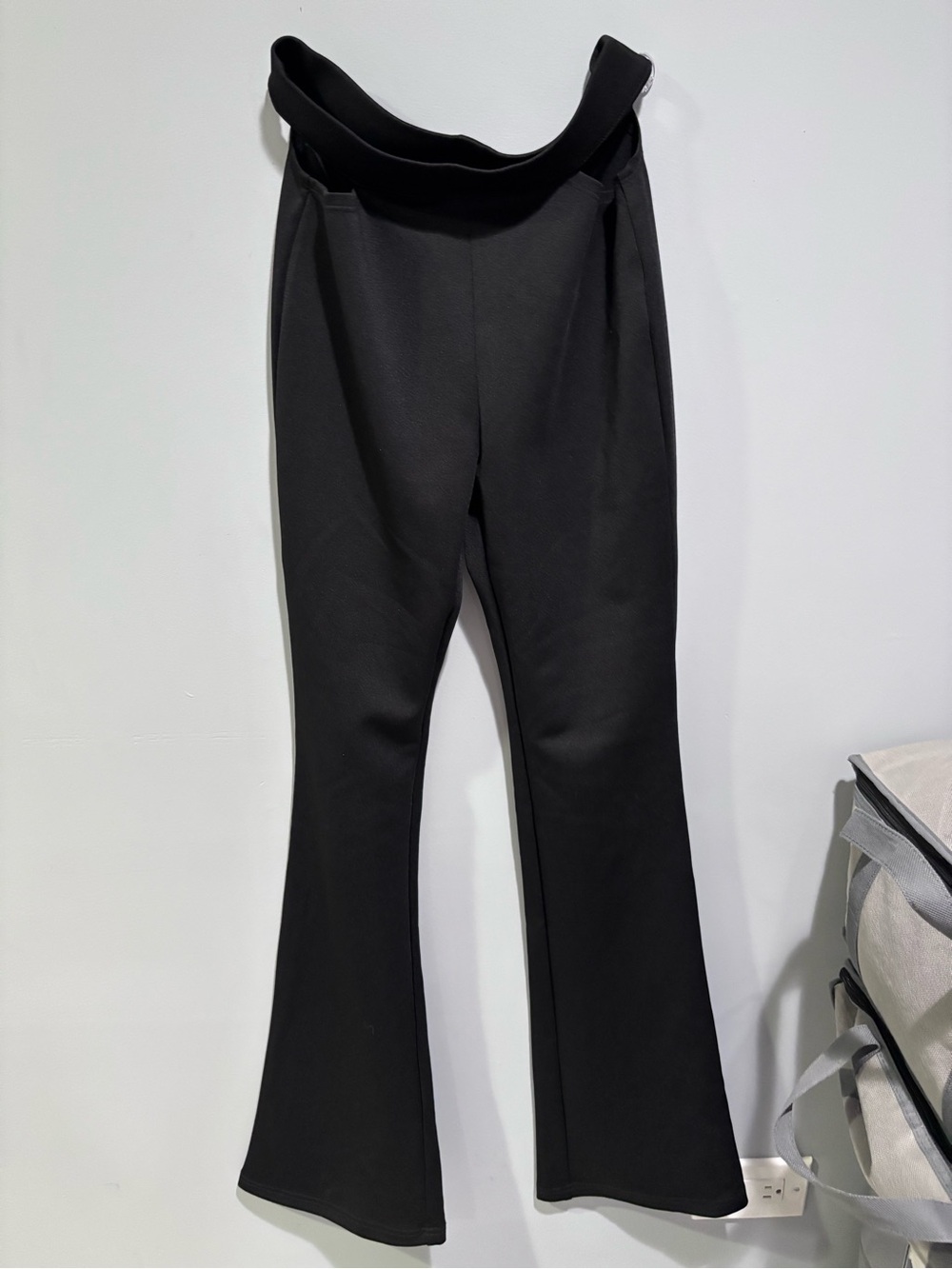 Black Flare Leg Side Slit Pants